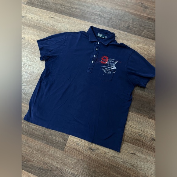 VTG Style Polo‎ Ralph Lauren Sporting Goods Navy Blue Polo Size XXL - Picture 2 of 6